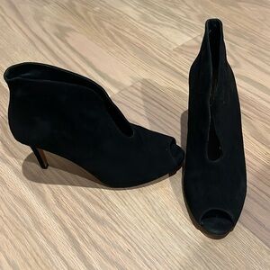 Vince Camuto Black Suede Peep Toe Booties - Size 7.5